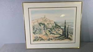 lot 32 image: Framed Original Lithograph by Zarou, 30x28, Gold Frame, Peterson Fine Art