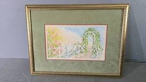 lot 35 image: Framed Watercolor by Melissa Heyne, The Ladys Garden 24x20