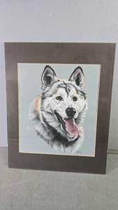 lot 40 image: R Gray Wolf Pastel Artwork, Framed and Signed, Approx. 18x24 Inches