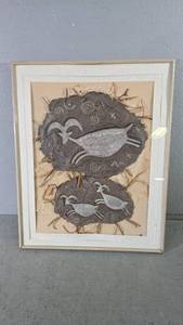 lot 62 image: Framed Handmade Paper Artwork by Bear Paws Paperworks, 19.5x25.5