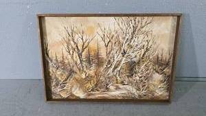lot 65 image: David Nerons Birch and Woods Oil Painting