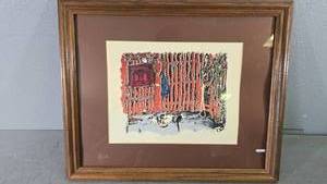 lot 67 image: Framed Lithograph Art Print by B Dettler, Fence Print, Edition 3 of 6