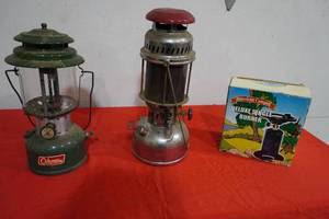 lot 124 image: 2) Lanterns, One Coleman, Deluxe burner