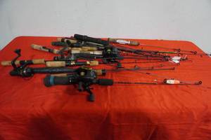 lot 126 image: 2) Shimano reel rods, misc other ice rods