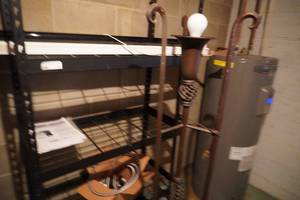 lot 159 image: Black metal growers rack, black light & metal floor lamp