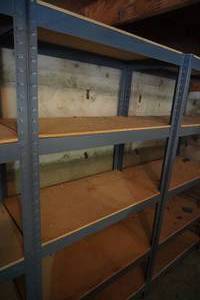 lot 288 image: Metal shelf unit 36 X 18 Five shelves (buyer to disassemble unit)