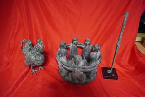 lot 45 image: Ring of friends, Rooster &amp person