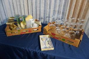 lot 85 image: Two boxes of stemware & candle holders