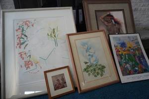 lot 91 image: Five pictures, floral, Native American, Derby