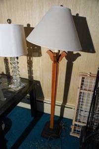 lot 105 image: Wood floor lamp