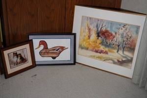 lot 123 image: Framed art, Shelties, duck &amp water color