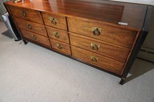 lot 131 image: Dresser with wall mirror 71 L X 20 D X 30 Tall