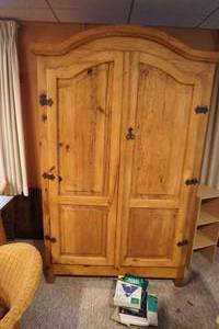 lot 142 image: Bookshelf wardrobe cabinet (no books) 50 W X 24 D X 79 T
