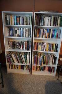 lot 146 image: Two white matching bookshelves (no books) 30 X 12 X 72