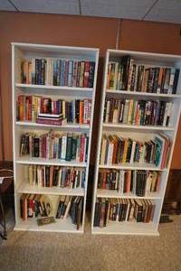 lot 147 image: Two white matching bookshelves (no books) 30 X 12 X 72
