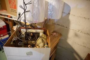 lot 184 image: Two lamps, metal tree & more