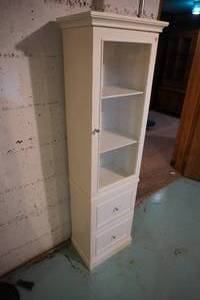 lot 188 image: Tall white cabinet, two drawers16 W X 11 D X 63 T