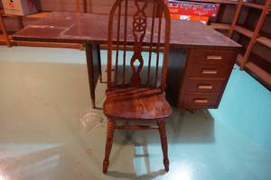 lot 191 image: Wood chair and wood desk 69 L X 38 D X 30 T