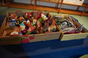 lot 245 image: Two boxes, Gnomes & trees