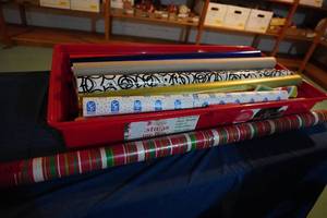 lot 252 image: Christmas wrapping box with many rolls of paper