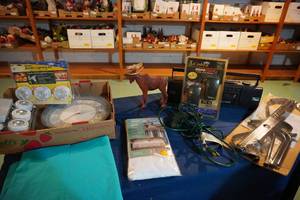 lot 255 image: Halogen accent lights, walkie talkies, moose, etc...