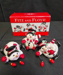 lot 19 image: Set of 3 Fitz and Floyd Snowman Figurines