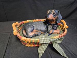 lot 38 image: Basket of Love with Frank the Dachshund
