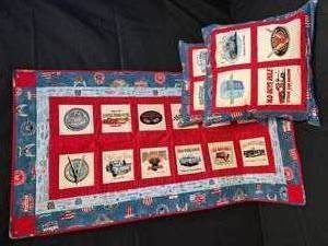 lot 42 image: Vintage American Car Runner and 2 Pillows