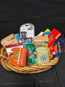lot 46 image: Life is Good Mugs - Coffee and Snack Basket