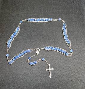 lot 64 image: Handmade Ladder Rosary - Blue Aurora Beads