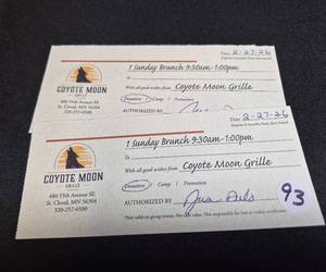 lot 93 image: Coyote Moon - 2 Sunday Brunch Certificates