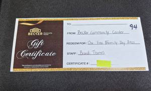 lot 94 image: Becker Community Center Family Day Pass