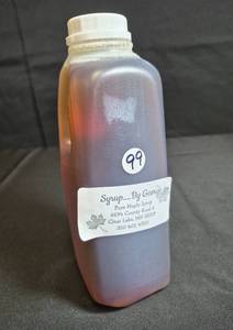 lot 99 image: 1 Quart Syrup...By George Maple Syrup, Clear Lake, MN