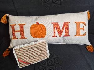 lot 130 image: Fall HOME Pillow and Calico Frame