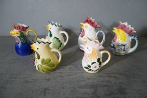 lot 10 image: Six Wine Chicken pitchers from Italy
