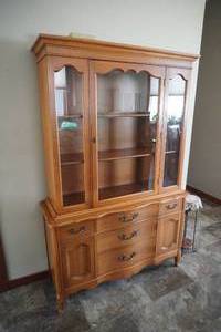 lot 110 image: Buffet wwood shelves, drawer & doors 45 W x 15 D X 68 T