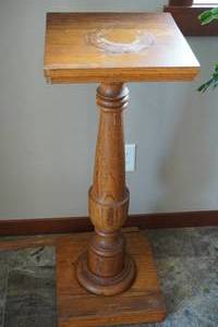 lot 114 image: Oak Plant stand 13 Square. 36 T 14 base