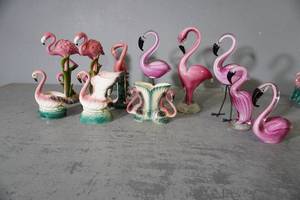 lot 19 image: 11 Glass Flamingo Statues