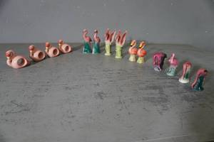 lot 20 image: Flamingo Napkin Holders, Five sets of birds