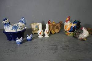 lot 26 image: Tureen and S &amp P, Rooster Cookie Jar, etc