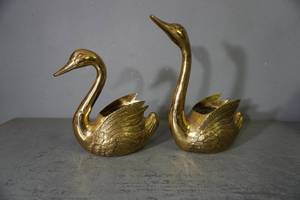 lot 31 image: Two Korean Brass Swans
