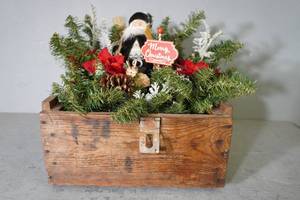 lot 55 image: Merry Christmas Pine arrangement in wood box