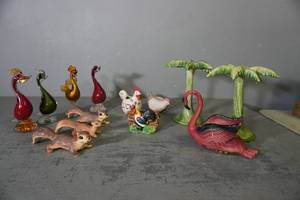 lot 157 image: Italian green candle holders, many birds and squirrels