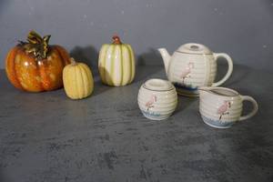 lot 166 image: Pitcher, Cr & S, Pink Flamingo and pumpkins