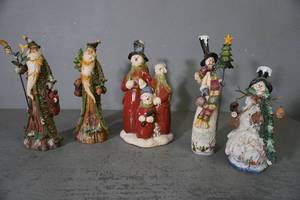 lot 208 image: Five Statues, Fr Christmas, Carolers, Snowmen