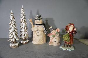 lot 210 image: Two trees, Fr Christmas and Snowmen