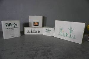 lot 247 image: Dept.56 Village, trees, Halloween accessories and cardinal frame