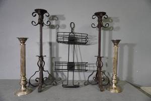 lot 270 image: 3 candle holders and bath shelf