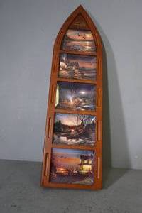 lot 276 image: 5 Terry Redlin plates in Canoe frame