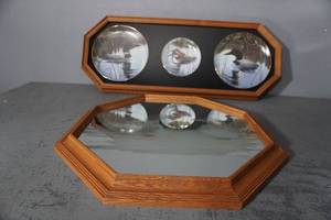 lot 75 image: Loon plates by Derk and etched mirror of loons